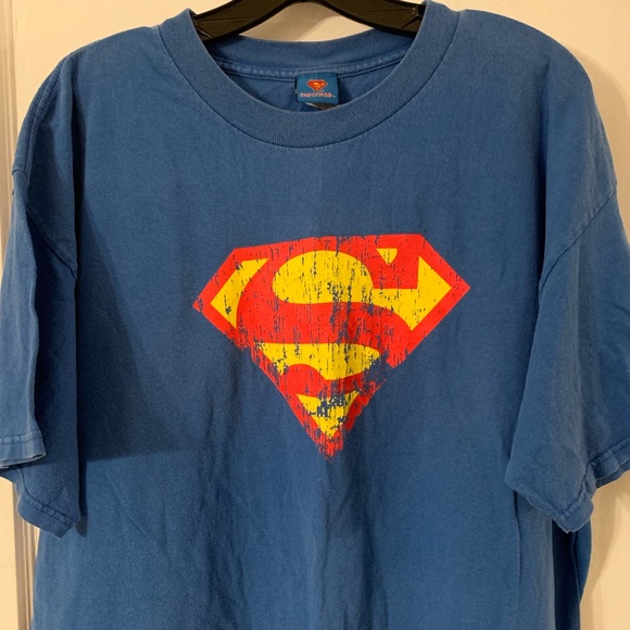 Vintage Superman Logo Tee Sz L - Picture 2 of 7